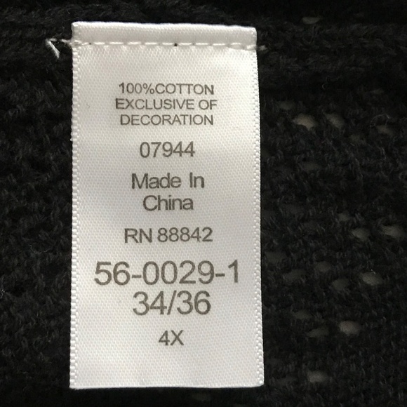 WOMAN WITHIN 100% Cotton Knit Cardigan Tie Neck Black Top Women’s Plus Size 4X - Picture 9 of 16